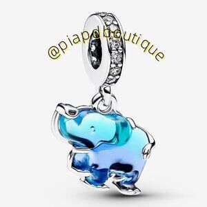 Pandora Blue Murano Glass Elephant Dangle Charm